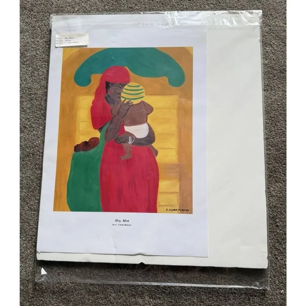 C. Clark Minton “Hey, Mon” Matted Giclée Print Caribbean Style Art (Damaged) - Picture 3 of 12